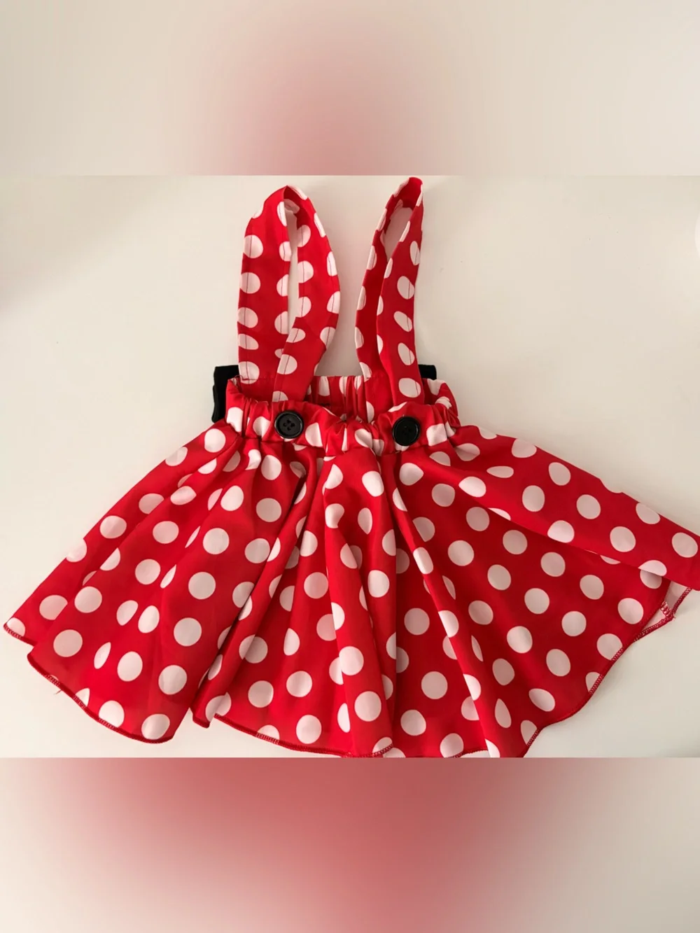 Red and White Polka Dot Dress with Black Bow